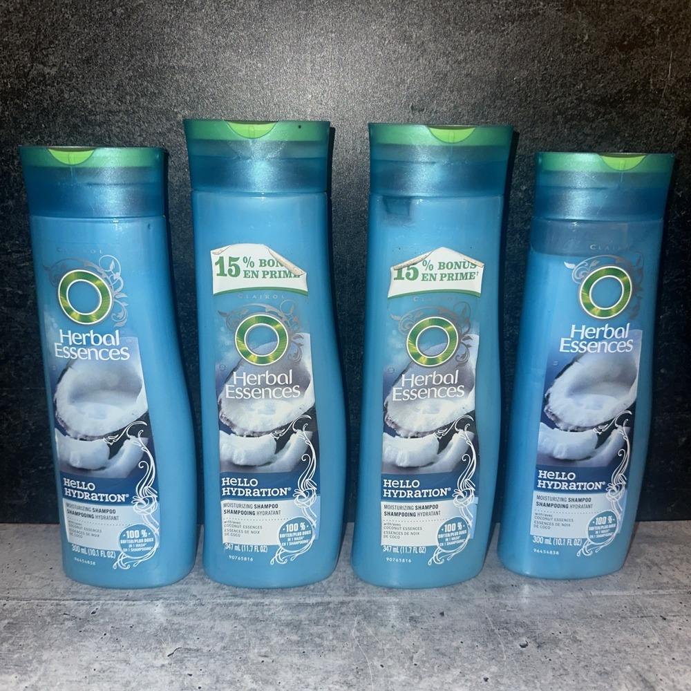 4 Lot Clairol Herbal Essences HELLO HYDRATION Moisturizing Shampoo Coconut